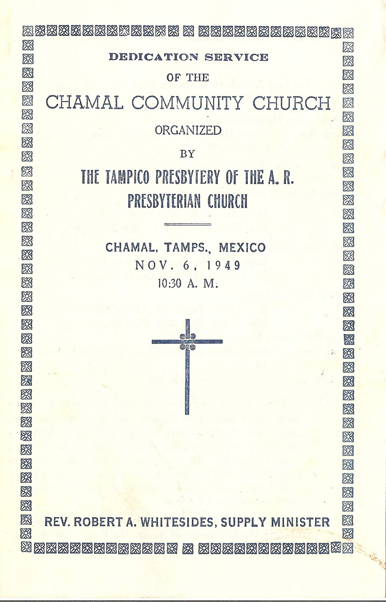 Chamal Community Church Dedication 1949 Program p1