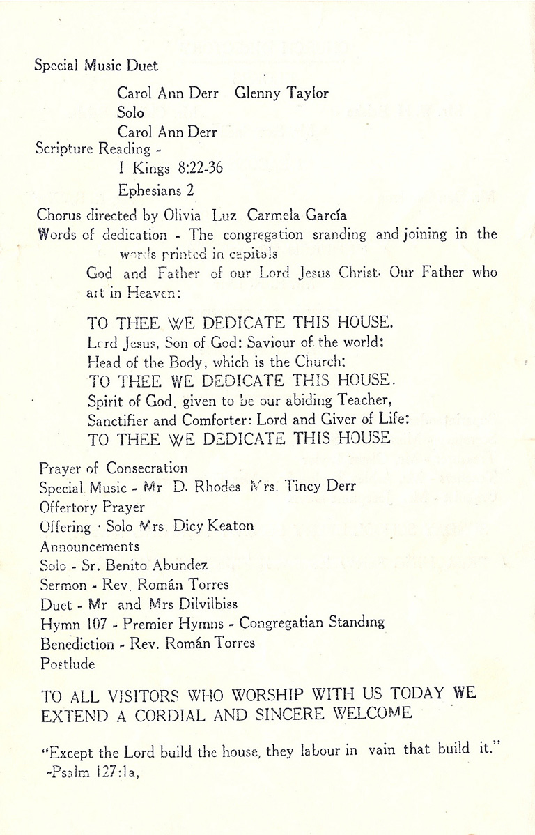 Chamal Community Church Dedication 1949 Program p3