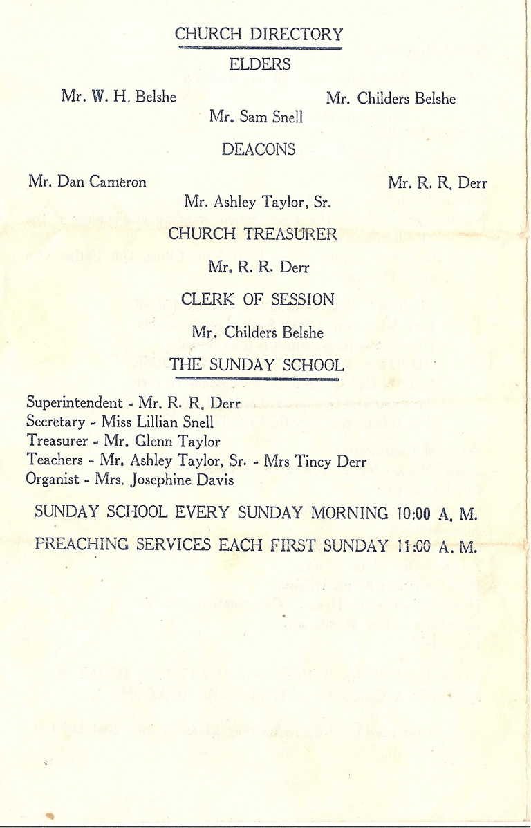 Chamal Community Church Dedication 1949 Program p4