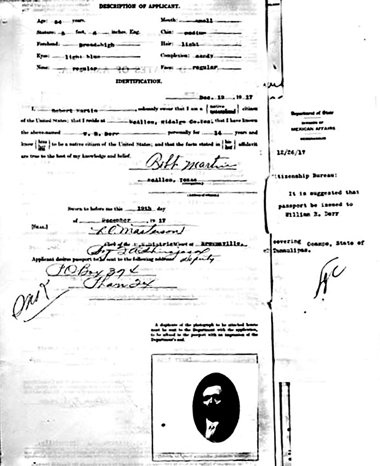 William R. Derr Passport Application 1917