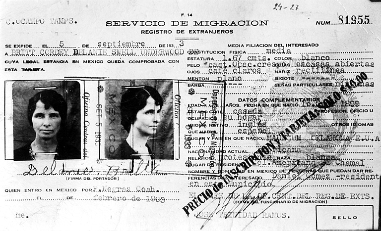 Delanie snell Britt Mexican Registration 1933