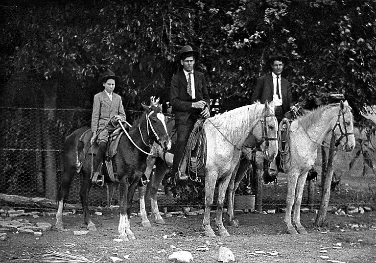 Josh, Arthur, Otho Gorham horseback