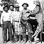 Jeff Stokes, Raymond Derr & Sam Snell with leopard