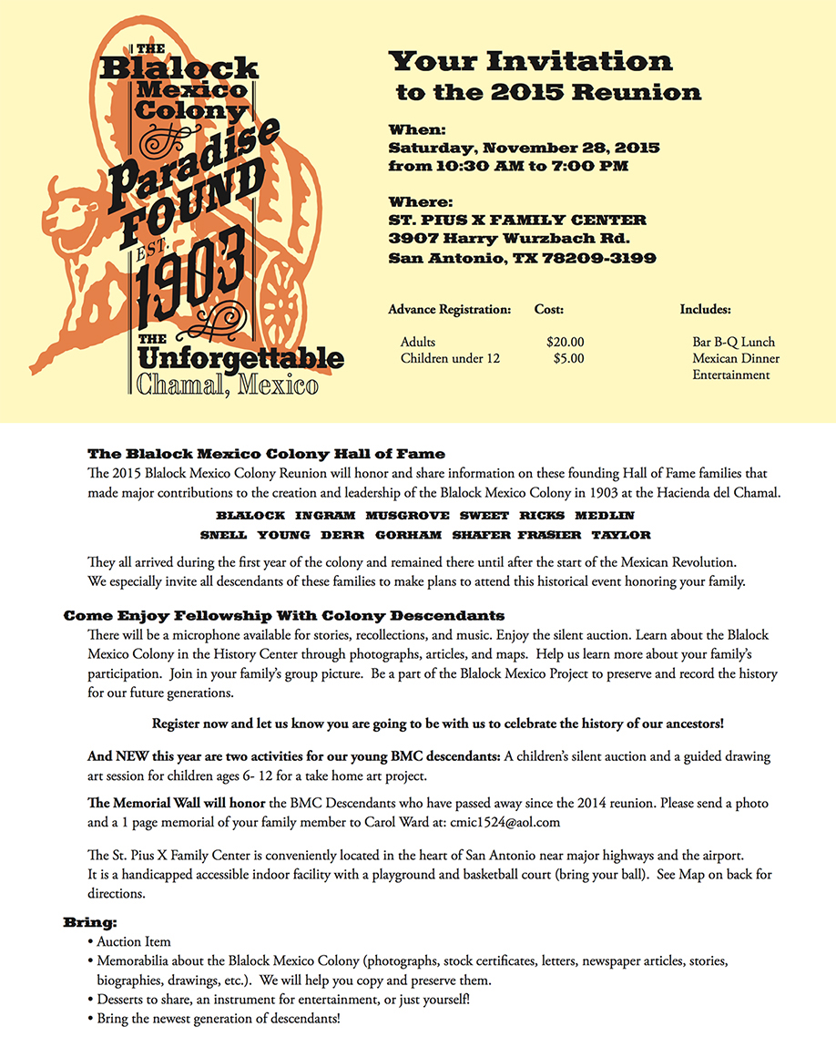 2015 BMC Reunion Invitation