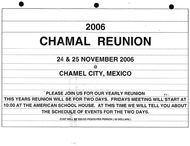 2006 Chamal Blalock Colony Reunion Invitation