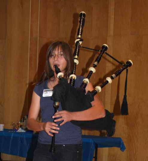 Fallon playing bagpipes at the 2010 Blalock Mexico Colony Reunion