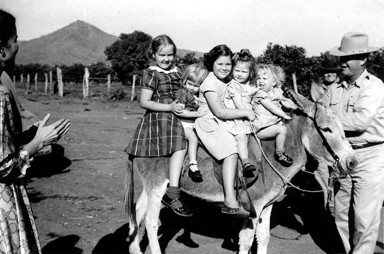 Girls on donkey